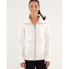 Lululemon Daily Yoga JacketPolar Cream Full Zip Luon Thumbholes Athletic Gym 4