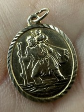 9ct .375 Yellow Gold St Christopher Oval Pendant Available worldwide