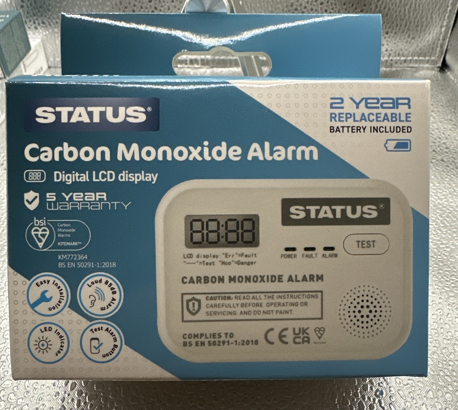 Status Carbon Monoxide Alarm With 3XAA Battery Included Digital White /new