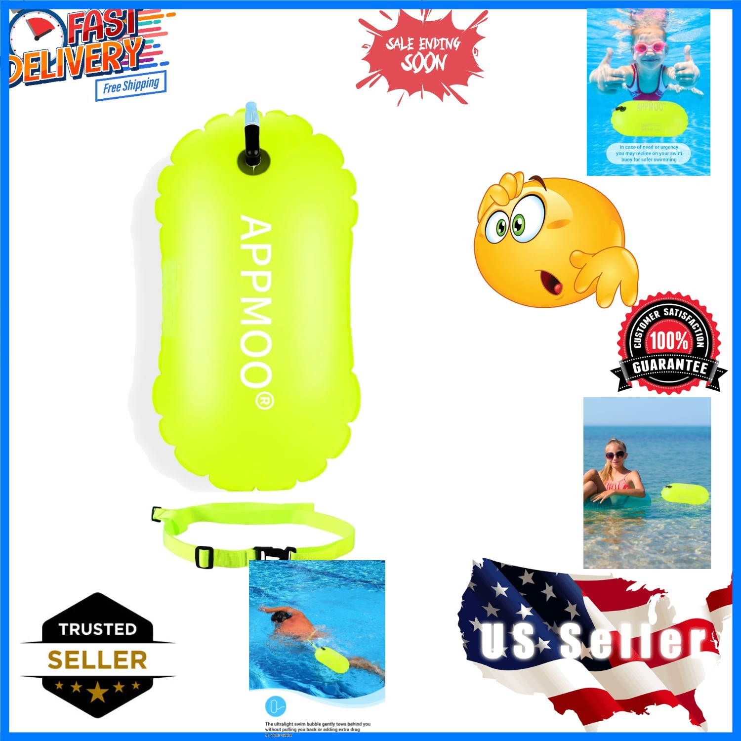 Swim Buoy - Enhanced Visibility Swim Belt with Lightweight Design and Dry Bag...