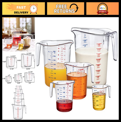 5-Piece Plastic Measuring Cups Set - Food-Grade, Unbreakable, Stackable, Dishwas