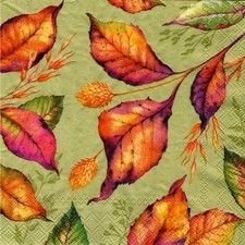  2 Paper Beverage Napkins for Decoupage/Mixed Media - Blair autumn leaves