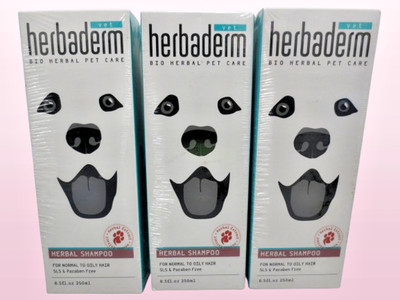 VET HERBADERM HERBAL PET CARE HERBAL SHAMPOO FOR NORMAL TO OILY HAIR 8.5 OZ 3PCS