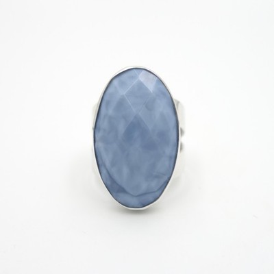 Jay King Mine Finds DTR Facet Cut Blue Opal 925 Sterling Silver Ring Size 7