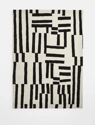 Black And White Zic Zac Print Hand Tufted Carpet Customized Area Rug Carpet