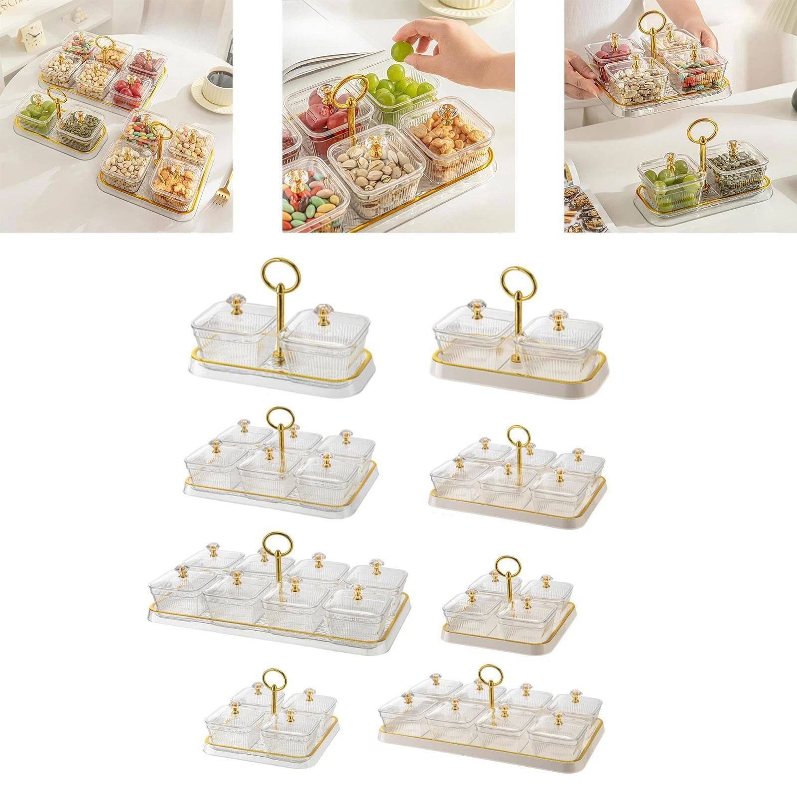 Divided Serving Tray Candy Nuts Dish Serving Platter Portable Multipurpose