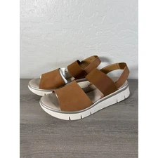 The Flexx Leather Back-Strap Platform Sandals Cushy Cognac Size 9 New in box