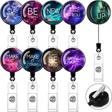 9 Pcs Badge Reel Retractable Badge Holder with Swivel Alligator Clip Motivati...