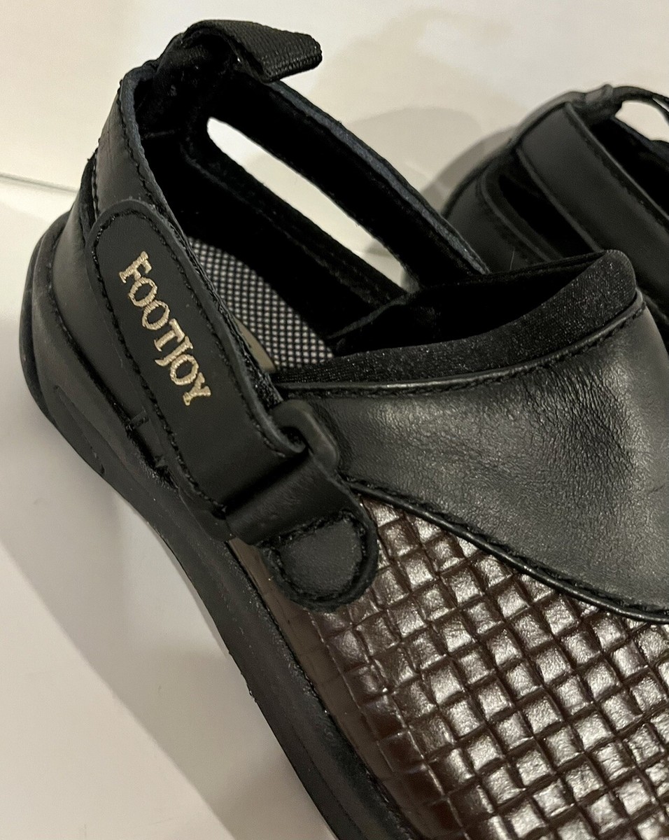 Footjoy Sandals 98667 Brown Black Leather Clogs Sandals Womens Sz