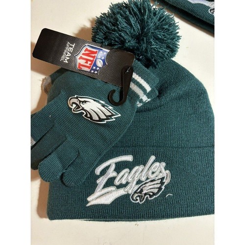 PHILADELPHIA EAGLES NFL Green Football Bird Logo Beanie And Gloves NEW Philly