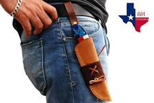 CUSTOM HAND MADE PURE LEATHER SHEATH FOR FIXED BLADE KNIFE AH 