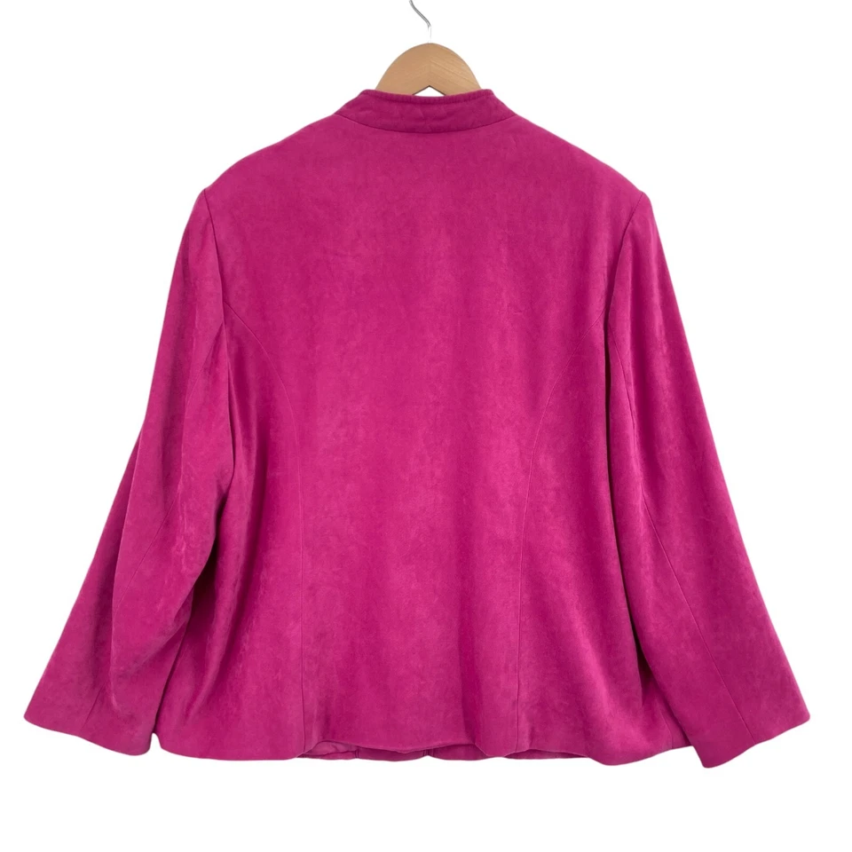 Chaqueta para mujer JM Collection By Jeniffer Moore 18W rosa gamuza como cremallera acolchada Foto 2 de 4