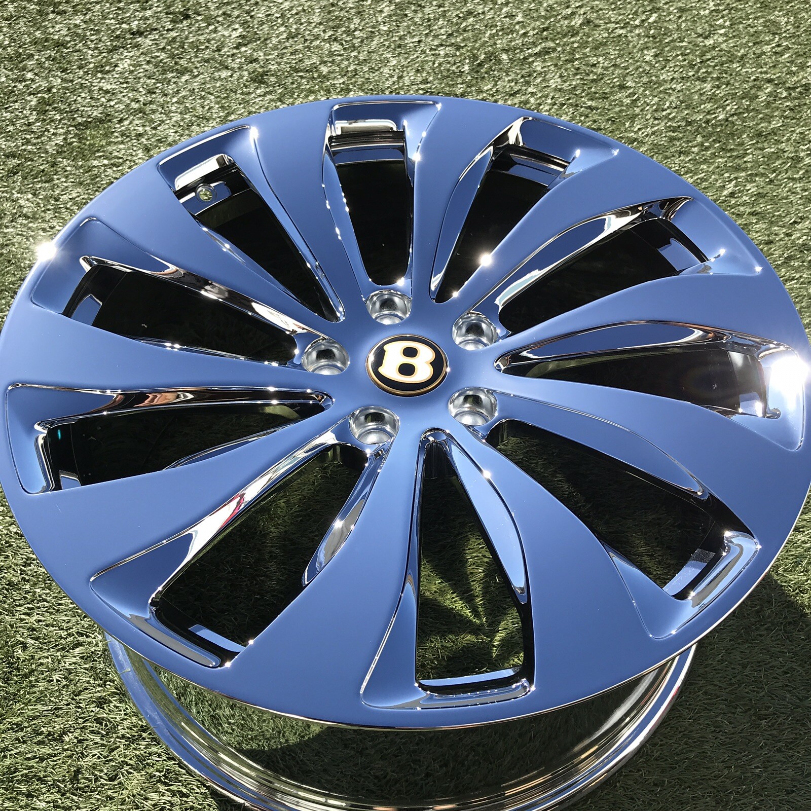22" BENTLEY CONTINENTAL GT FLYING SPUR  RIMS WHEELS CHROME RIMS OEM GENUINE SET 