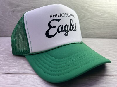 NEW PHILADELPHIA EAGLES SPORTS WHITE GREEN HAT 5 PANEL HIGH TRUCKER SNAPBACK
