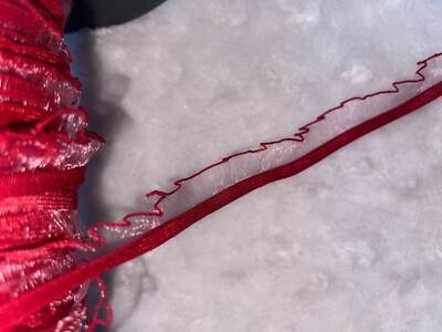5.6 yards Brick Red Sheer MESH ruffle sewing stretch elastic sewing TRIM 5/8''