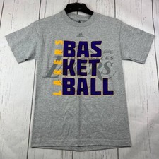 Los Angeles Lakers NBA Small Adidas Basketball T-Shirt Gray Men New
