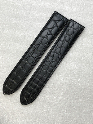 Cartier Watch Strap 18 x 16mm KD25XT19 Alligator Black Semi-Gloss