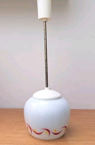 Vintage Mid Century 50s 60s White Glass Ceiling Hall Light Pendant Shade Czech - Picture 2 of 11