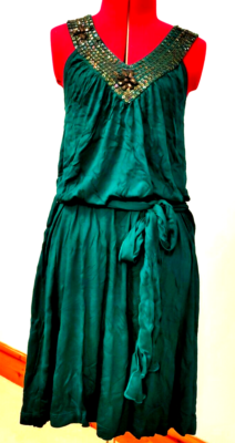 Ladies Teal Sparkle Tunic Organic Cotton Dress Top Evening Party New S/M  10/12 | eBay UK