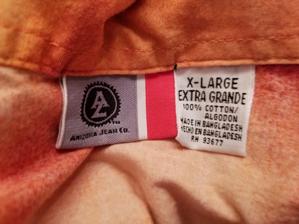 Arizona Jeans Mens Shirt Size XL X Large Orange Black Dragon - Image 2 of 4