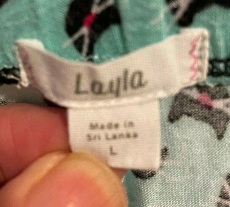 Pantalones de pijama Layla PJ Lounge verde negro gato talla grande bolsillos estampados por todas partes Foto 3 de 3