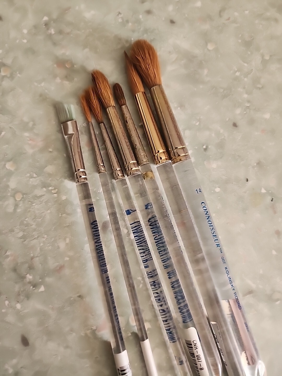 Connoisseur Kolinsky Round Japan Artists Watercolor Paint Brushes Used