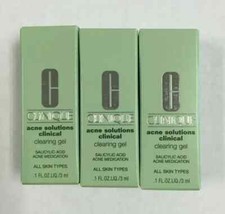 Lot of 3 CLINIQUE Acne Solutions Clinical Clearing Gel .1 oz/3 mL Each Mini 9ml