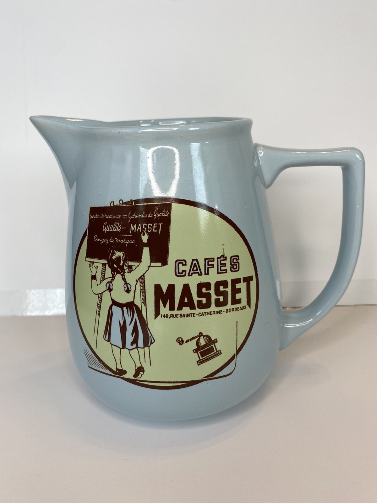 ROSANNA Ceramic Pitcher Cafes Masset Aqua Robins Egg Blue Cute Farmhouse