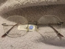 Naturally Rimless NR 372 Eyeglasses Frame 50-17-135 Brown $102