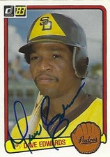 Autographed/Signed 1983 Donruss #565-Dave Edwards San Diego Padres