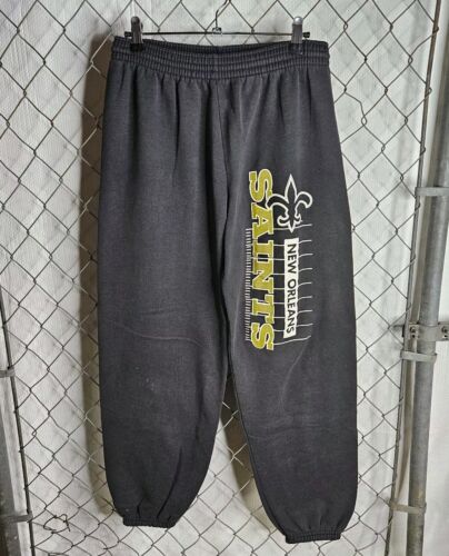 Pantalones deportivos vintage de los 90 New Orleans Saints negros Hanes ropa deportiva para hombre medianos - Imagen 2 de 9