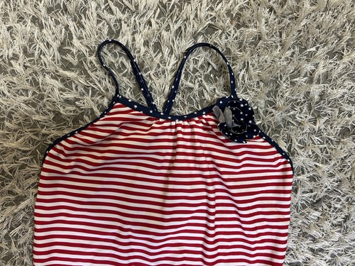 OshKosh B’gosh Red White Blue Stars Stripes One Piece Swimsuit Girls Size 14 NWT - Picture 4 of 11