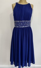JS Boutique Dress 8 BEADED Dress Embellished Evening Flattering Royal Blue