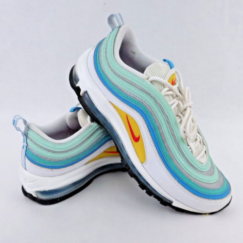Nike Air Max 97 Shoes Mens 8.5 Womens 10 White Blue Green Spring Floral Sneakers - Picture 1 of 17