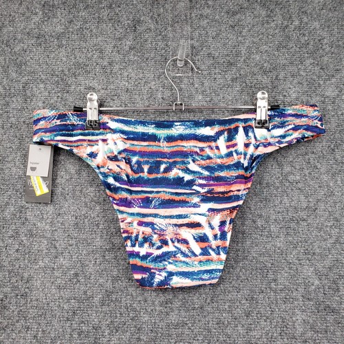 Mossimo Swim Bottom Women L Large Blue Bikini Striped Hipster Swimwear NEW - Picture 2 of 11