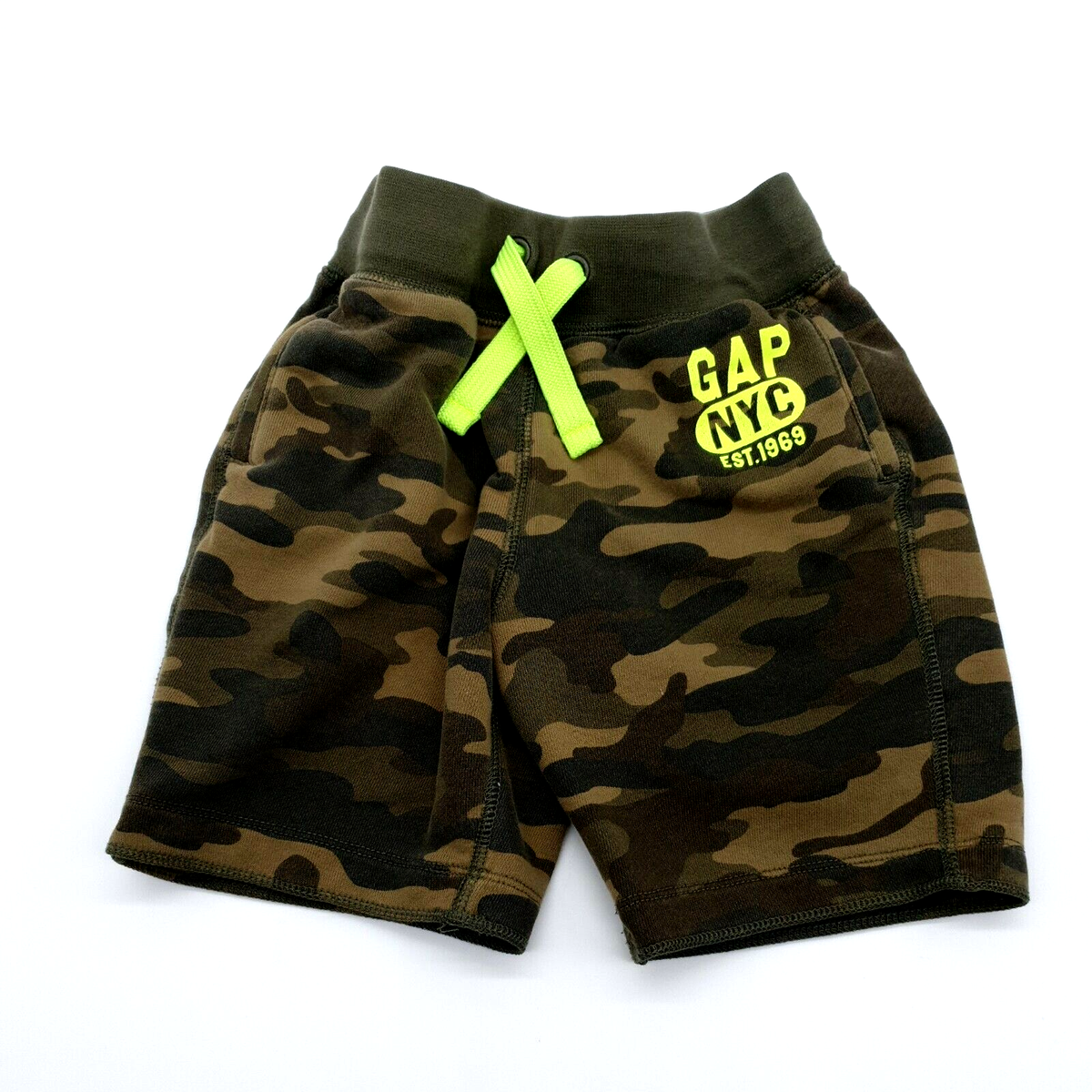 Gap Kids Boys 4-5 Green Camo NYC Shorts Military Athletic