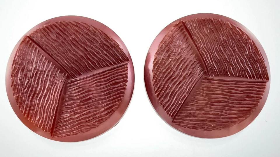 Vintage Molded Red Pattern Plastic Garment Button Size 1.75in Set Of Two 953A - Image 2 of 4