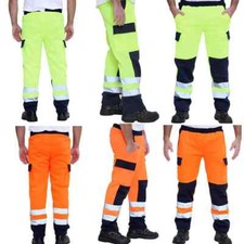 Hi Viz Men's Work Wear Trouser Reflective Fleece High Vis Safety Worker Joggers