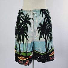Vintage 70s 80s Board Shorts Surf Swim Trunks Beach Themed AOP Caribbean Fashion