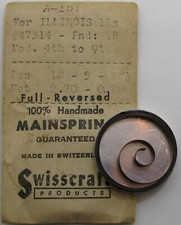 Illinois 16s 47314 A T end watch part: Mainspring blue alloy