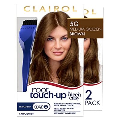 2 pack Clairol Root Touch-Up Permanent Hair Dye, 5G Medium Golden Brown (Read...