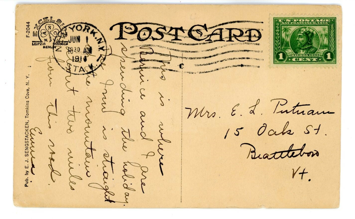 Tomkins Cove NY PROSPECT AVENUE LOOKING SOUTH Postcard Rockland County eBay