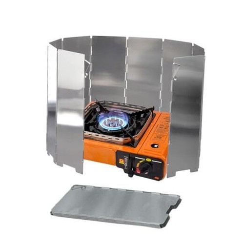 Folding Outdoor Stove Windscreen, 10 Plates Aluminum Camping Windshield, 