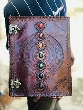 Seven Stone Folder Leather Ring Grimoire Binder Binder Cover Notebook School