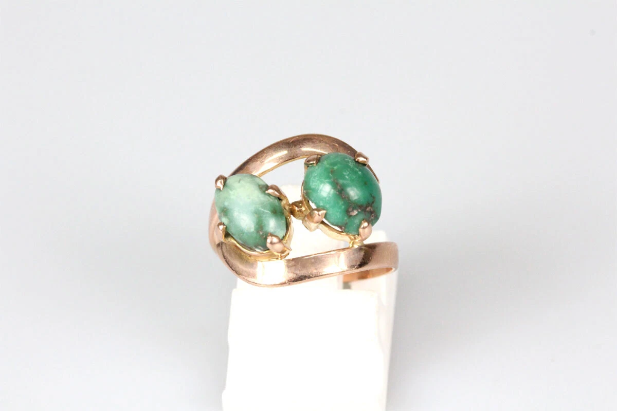Bague Or Jaune 18 Carats (750/00) 4.25g Avec Turquoise - Taille 46 Occasion Parfaite