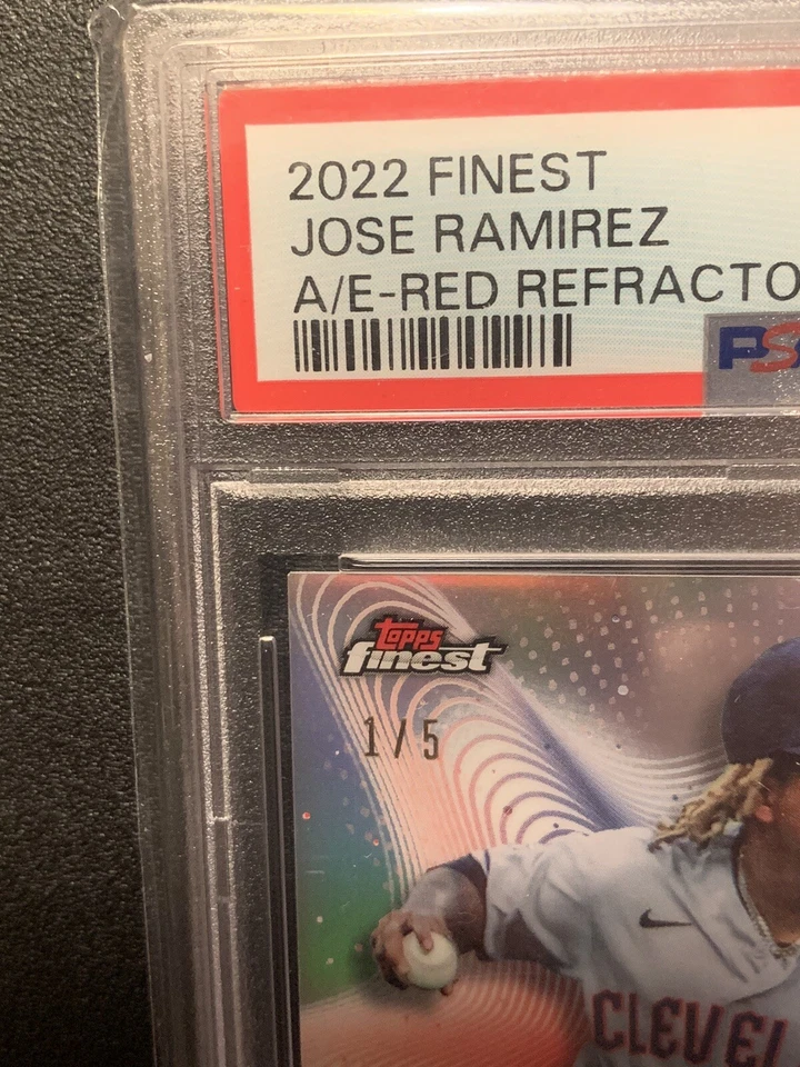 Jose Ramirez 2022 Topps Finest Aura Of Excellence Auto Red 1/5 PSA MINT 9 - Image 2 of 2