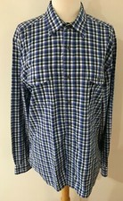 WITCHERY MAN Blue White Window Check 100 Cotton Long Sleeve Casual Shirt L