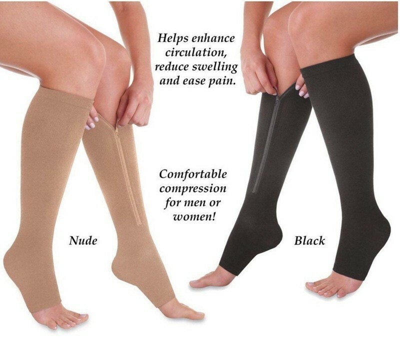 New Compression Copper Zipper Socks Men's Women's Graduated Support Stockings