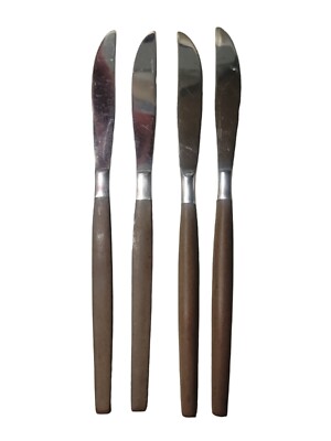 4 Pcs Vintage Mid Century Modern Ekco-Epic Eterna Canoe Muffin Flatware Japan