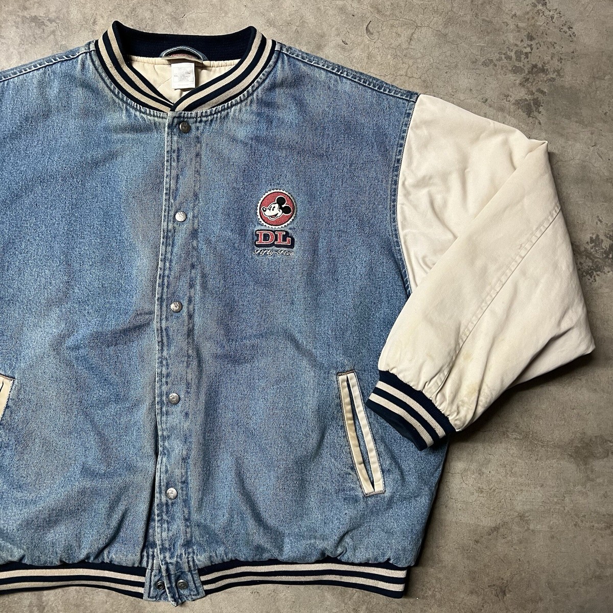ジャケット・ブルゾン MICKEY STADIUM JACKET vintage mickey mouse embroidered letter stitching baseball
